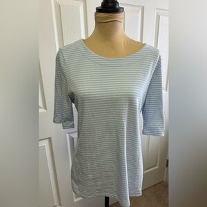 Talbots Light Blue Striped Short Sleeve Tee